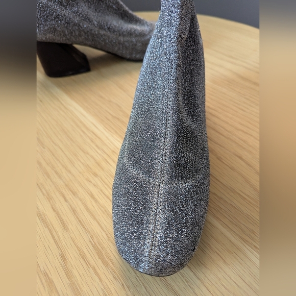 Women's (Size 37) Shimmering Silver No-Slip Ankle Booties With Angled Block Heel - Picture 8 of 16